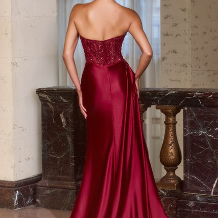 Ladivine J887 Strapless Pointed Neckline Evening Gown