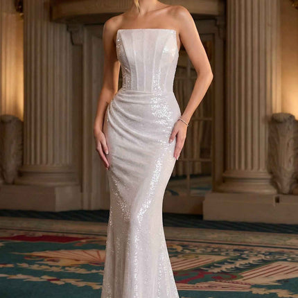 Ladivine J904 Strapless Sequin Fitted Gown Formal Evening Dress