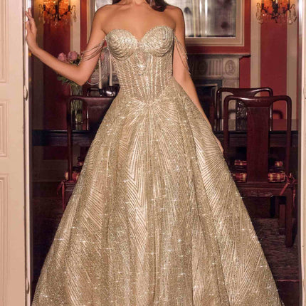 Ladivine J915 Shimmering Glitter Tulle Boned Corset Ball Gown