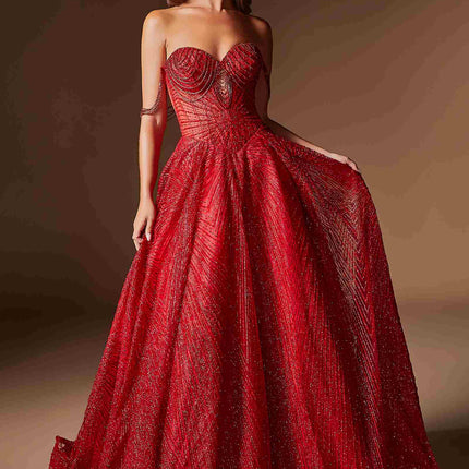 Ladivine J915 Shimmering Glitter Tulle Boned Corset Ball Gown