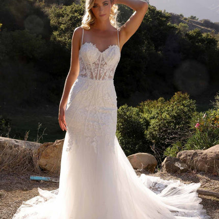Nox Anabel JE1014L Long Applique Sleeveless Bridal Mermaid Dress