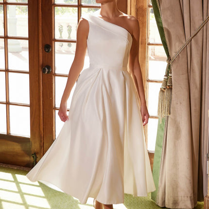 Nox Anabel JE931 One Shoulder Satin Tea Length Gown