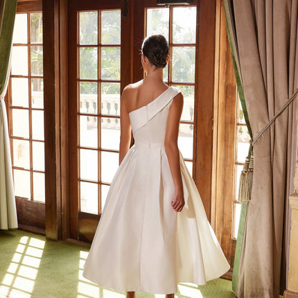 Nox Anabel JE931 One Shoulder Satin Tea Length Gown