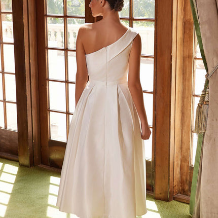 Nox Anabel JE931 One Shoulder Satin Tea Length Gown