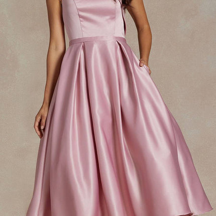 Nox Anabel JE931 One Shoulder Satin Tea Length Gown