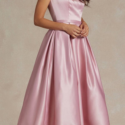 Nox Anabel JE931 One Shoulder Satin Tea Length Gown