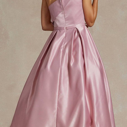 Nox Anabel JE931 One Shoulder Satin Tea Length Gown