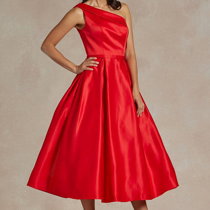 Nox Anabel JE931 One Shoulder Satin Tea Length Gown