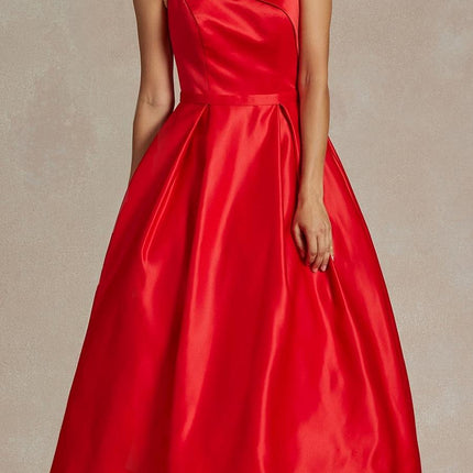 Nox Anabel JE931 One Shoulder Satin Tea Length Gown
