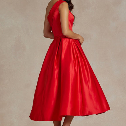 Nox Anabel JE931 One Shoulder Satin Tea Length Gown