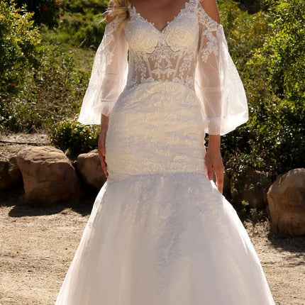 Nox Anabel JE983L Long Bell Sleeve Mermaid Bridal Gown