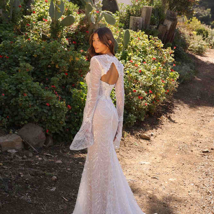 Nox Anabel JE994L Fitted Beaded Lace Long Sleeve Bridal Gown