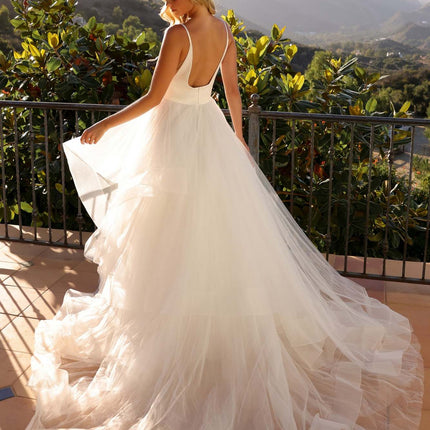 Nox Anabel JE997 Long Sleeveless Layered A-Line Wedding Gown