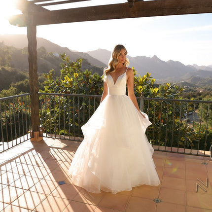 Nox Anabel JE997 Long Sleeveless Layered A-Line Wedding Gown