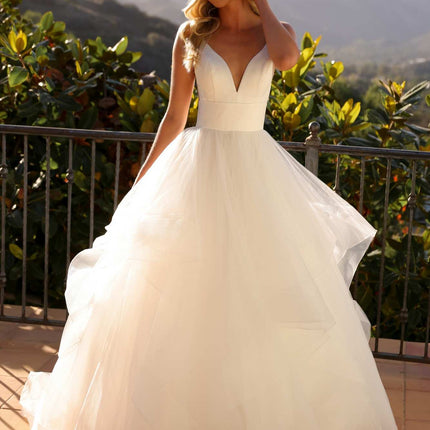 Nox Anabel JE997 Long Sleeveless Layered A-Line Wedding Gown