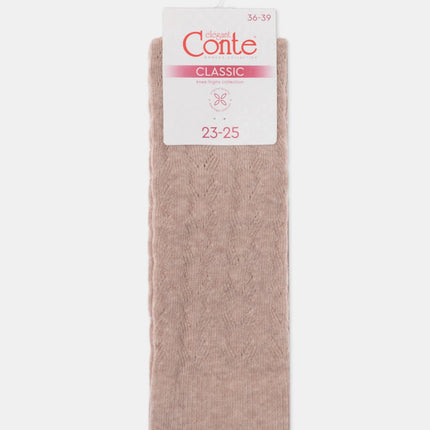 Cotton Knee Highs Conte Classic 010 - Cotton Blend and Knitted Pattern