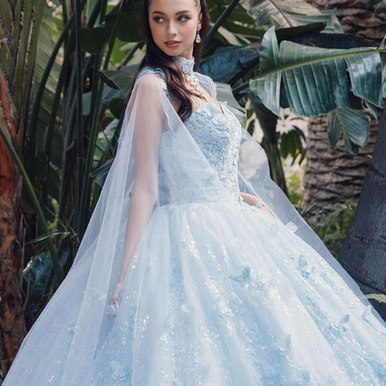Juliet JT1449J Poofy Strapless Sweetheart Quinceanera Gown Includes Cape