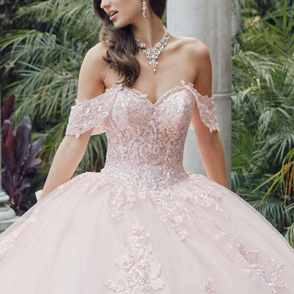 Juliet JT1458J Off the Shoulder Draped Sleeve Cathedral Train Quince Dress