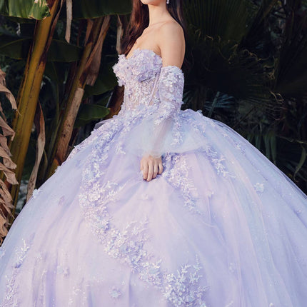 Juliet JT1459J Princess Ball Gown Strapless Bell Sleeves Quinceanera Dress