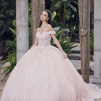 Juliet JT1460J Off the Shoulder Corset Bodice Poofy Quinceanera Gown