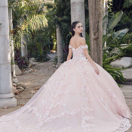 Juliet JT1460J Off the Shoulder Corset Bodice Poofy Quinceanera Gown
