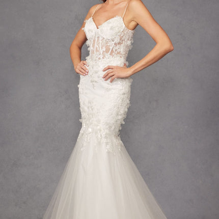 Juliet JT2469KW Long Sweetheart Boned Embellished Bodice Trumpet Gown