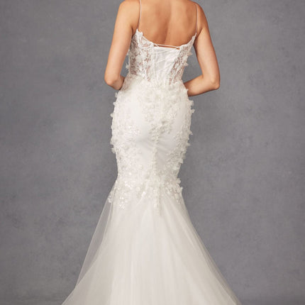 Juliet JT2469KW Long Sweetheart Boned Embellished Bodice Trumpet Gown
