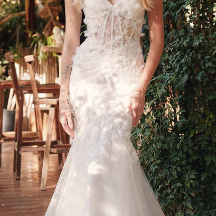 Juliet JT2469KW Long Sweetheart Boned Embellished Bodice Trumpet Gown