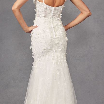 Juliet JT2475UW Long 3D Floral Applique Fitted Mermaid Gown