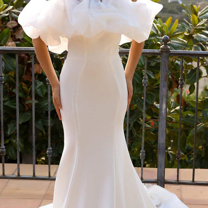 Nox Anabel JW984 Long Ruffled Off Shoulder Bridal Mermaid Gown