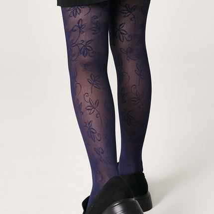Conte Tights for girls Ketty 40 Den - Floral Pattern