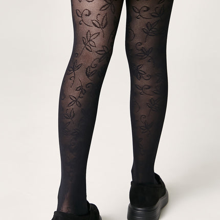 Conte Tights for girls Ketty 40 Den - Floral Pattern