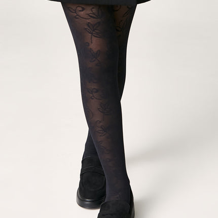 Conte Tights for girls Ketty 40 Den - Floral Pattern