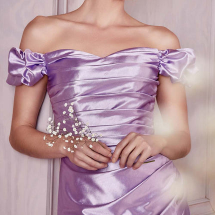 Cinderella Divine KV1056 Fitted Gathered Satin Gown