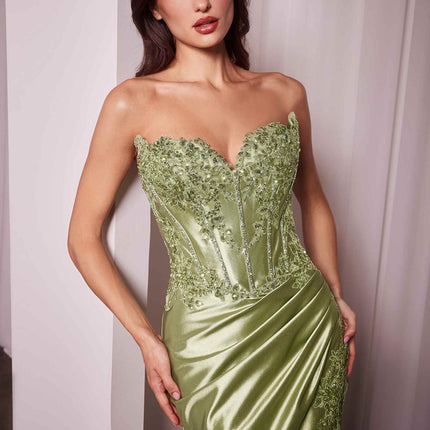 Ladivine KV1116 Dress Fitted Strapless Lace & Satin Gown