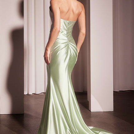 Ladivine KV1118 Dress Pleated Strapless Fitted Satin Gown