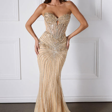Ladivine KV1139 Strapless Sweetheart Beaded Bodice Mermaid Gown