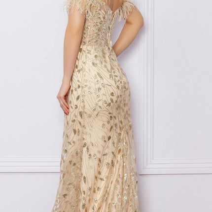 CLEARANCE - Nox Anabel L1255 Long Embroidered Glitter Applique Gown (Size 4)