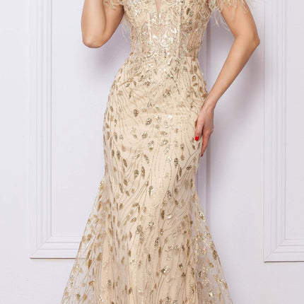 CLEARANCE - Nox Anabel L1255 Long Embroidered Glitter Applique Gown (Size 4)