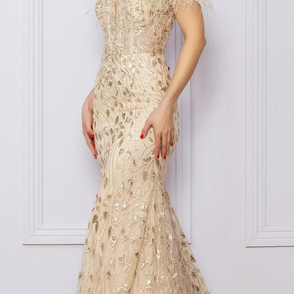 Nox Anabel L1255 Long Embroidered Glitter Applique Fitted Gown