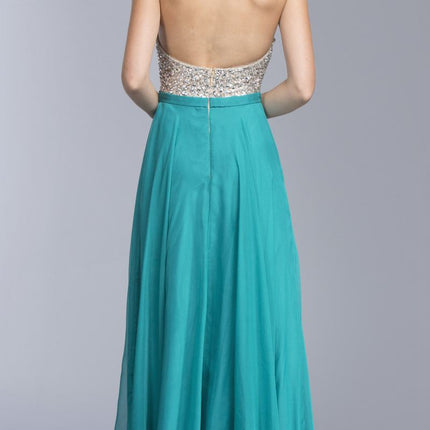CLEARANCE - Aspeed L2061 A-line Long Formal Dress Halter Open-Back (Size XXS)