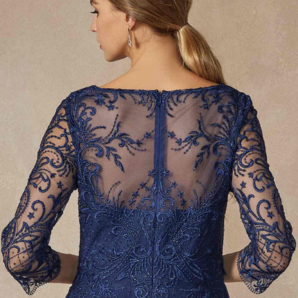 Juliet M11 Appliqued Long A-Line Dress Chiffon Quarter Sleeves