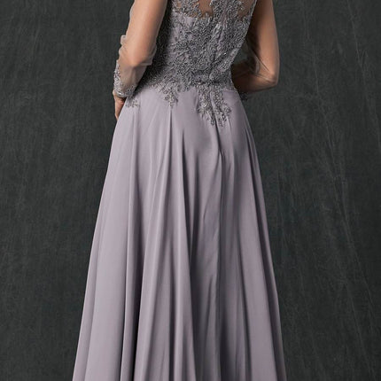Juliet M12 Quarter Sleeved Embroidered Long A-Line Chiffon Dress