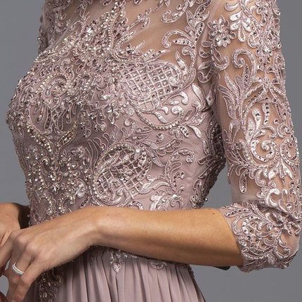 CLEARANCE - Aspeed M2340 Appliqued Mid-Length Long Formal Dress (Size Large)