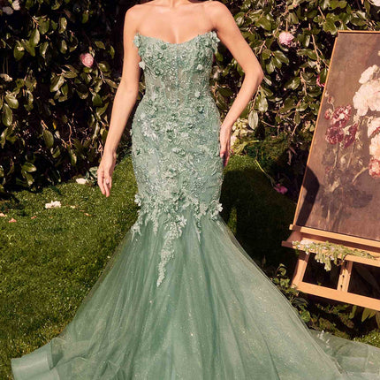 Andrea & Leo MA101 Strapless Mermaid Dress With Removable Bolero