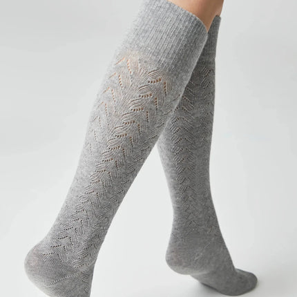 Cotton Knee Highs Conte Classic 010 - Cotton Blend and Knitted Pattern