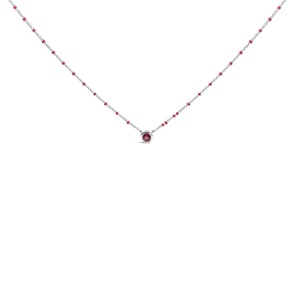 Sterling Silver Rhodolite Enamel Bead Chain Necklace 18 Inch