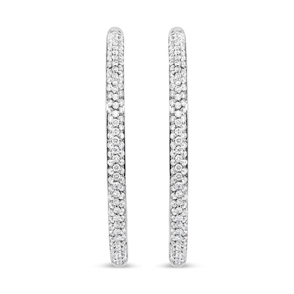 18K White Gold 2.00 Cttw Round-Cut Diamond Inner-Outer Hoop Earrings (F-G Color, VS1-VS2 Clarity)