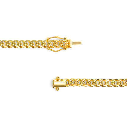 Semi-Solid 14K Yellow Gold 4.5mm Miami Cuban Chain Necklace - Unisex Chain - 22 Inches