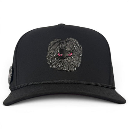 Night Stalker Golf Hat | Snapback Cap | Built-in Magnetic Ball Marker Holder + Marker Included | Adjustable | Animal Eyes Black